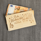 Personalisierte Geldgeschenkkarte aus Holz zu Weihnachten - Gravurliebe