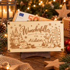 Personalisierte Geldgeschenkkarte aus Holz zu Weihnachten - Gravurliebe