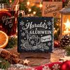 Personalisierte Schieferuntersetzer Weihnachten – Glühwein & Kinderpunsch mit Wunschname - Gravurliebe