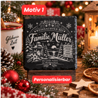 Personalisierte Schieferuntersetzer Weihnachten mit Familienname – 3 Motive - Gravurliebe