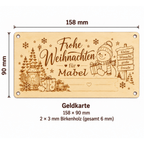 Personalisierte Geldgeschenkkarte aus Holz zu Weihnachten - Gravurliebe
