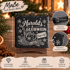 Personalisierte Schieferuntersetzer Weihnachten – Glühwein & Kinderpunsch mit Wunschname - Gravurliebe