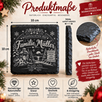 Personalisierte Schieferuntersetzer Weihnachten mit Familienname – 3 Motive - Gravurliebe
