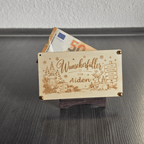 Personalisierte Geldgeschenkkarte aus Holz zu Weihnachten - Gravurliebe
