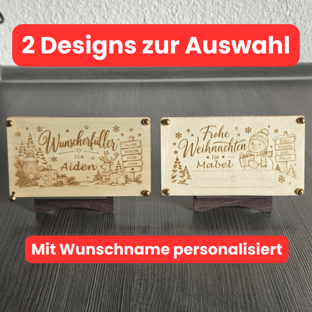 Personalisierte Geldgeschenkkarte aus Holz zu Weihnachten - Gravurliebe