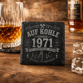 Auf Kohle Geboren Schieferuntersetzer mit Wunschjahr personalisiert