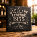 Glück Auf Legende Schieferuntersetzer mit Name & Jahr personalisiert