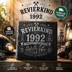 Revierkind Schieferuntersetzer personalisiert mit Jahreszahl