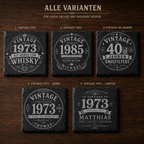Vintage Schiefer Untersetzer personalisierbar mit Wunschalter als Geburtstagsgeschenk