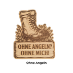 Handgefertigte Kühlschrankmagnete aus Birkenholz mit neun Angelmotiven