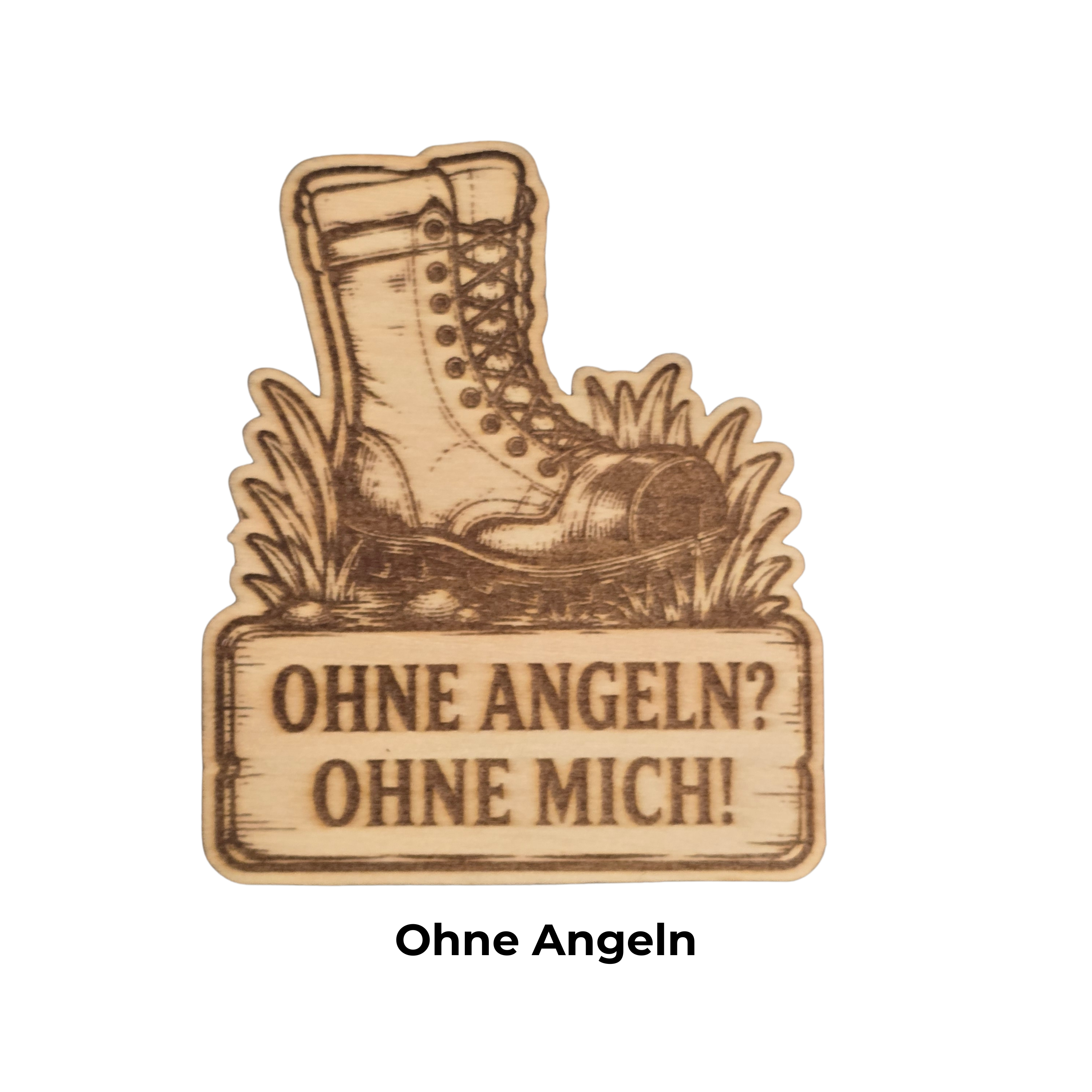 Handgefertigte Kühlschrankmagnete aus Birkenholz mit neun Angelmotiven