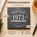 Personalisierter Schiefer Untersetzer mit Name und Jahr als Geschenk für Männer