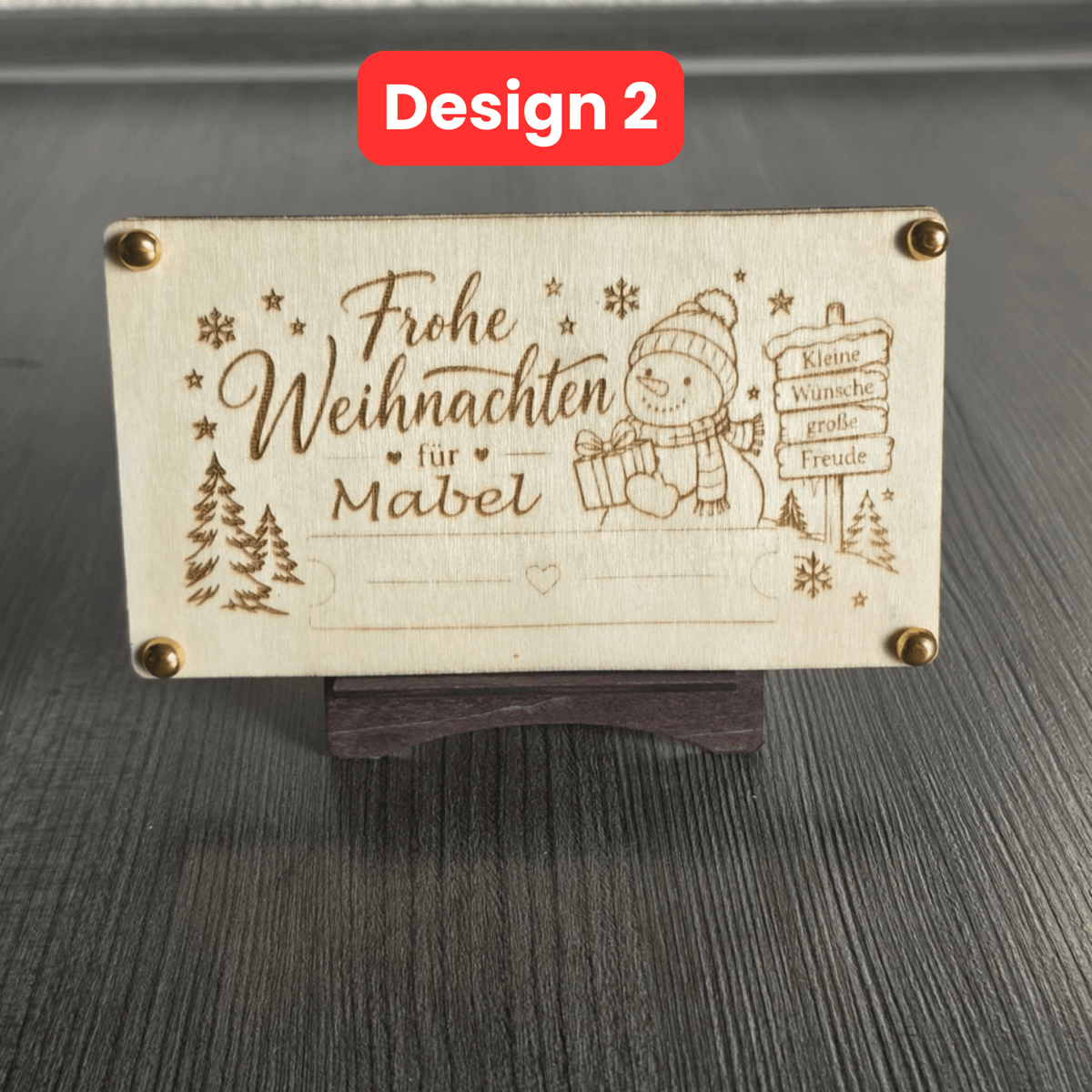 Personalisierte Geldgeschenkkarte aus Holz zu Weihnachten - Gravurliebe