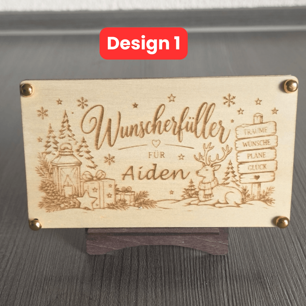 Personalisierte Geldgeschenkkarte aus Holz zu Weihnachten - Gravurliebe