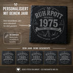 Personalisierter Ruhrpott Schieferuntersetzer mit Jahreszahl