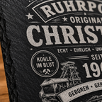 Personalisierter Ruhrpott Schieferuntersetzer mit Name & Jahr