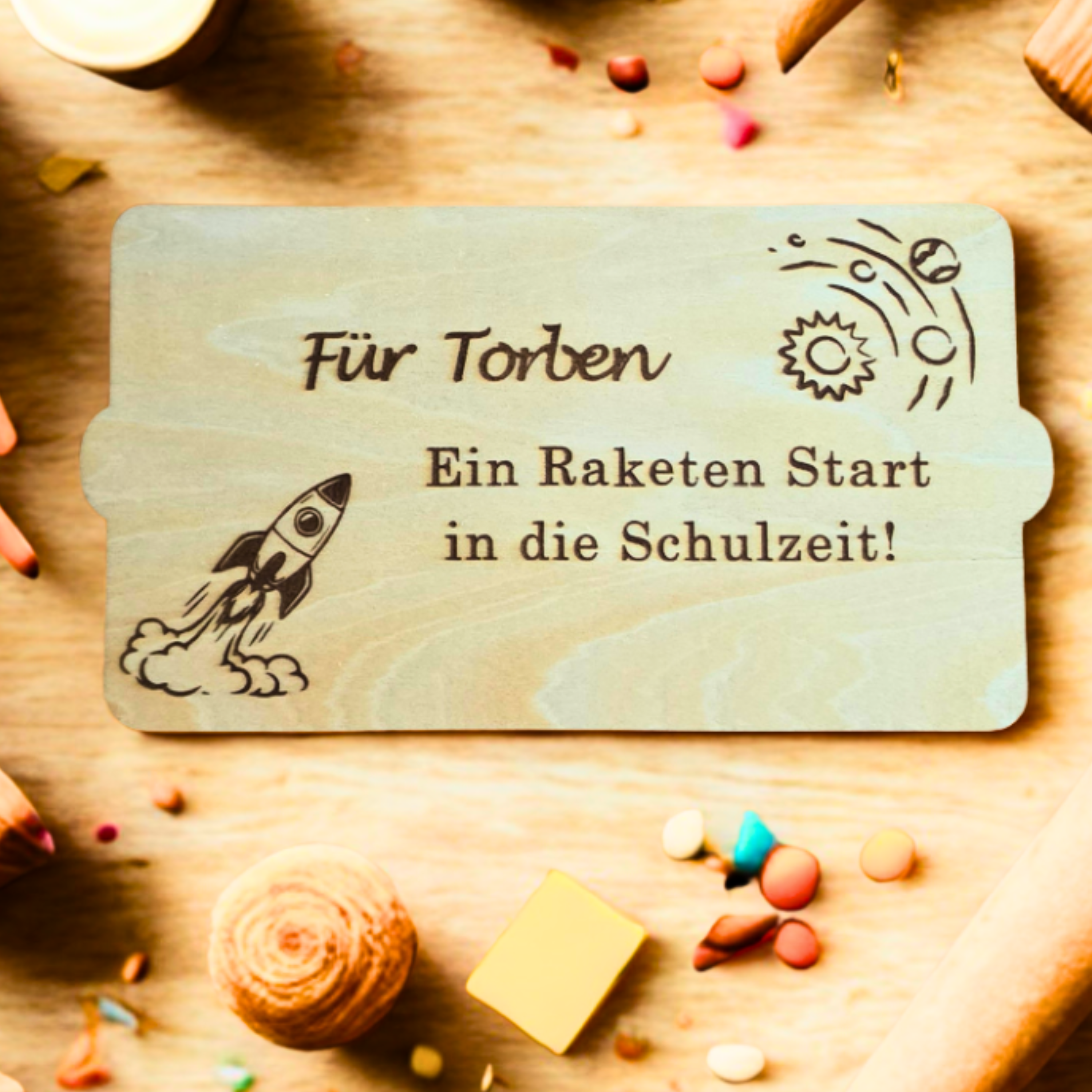Personalisiertes Geldgeschenk zur Einschulung aus Holz | Geldgeschenk mit Namen