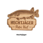 Handgefertigte Kühlschrankmagnete aus Birkenholz mit neun Angelmotiven