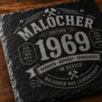 Malocher Schieferuntersetzer personalisiert mit Jahreszahl