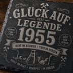Glück Auf Legende Schieferuntersetzer mit Name & Jahr personalisiert