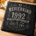 Revierkind Schieferuntersetzer personalisiert mit Jahreszahl