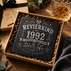 Revierkind Schieferuntersetzer personalisiert mit Jahreszahl