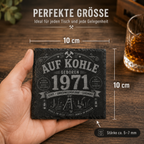 Auf Kohle Geboren Schieferuntersetzer mit Wunschjahr personalisiert