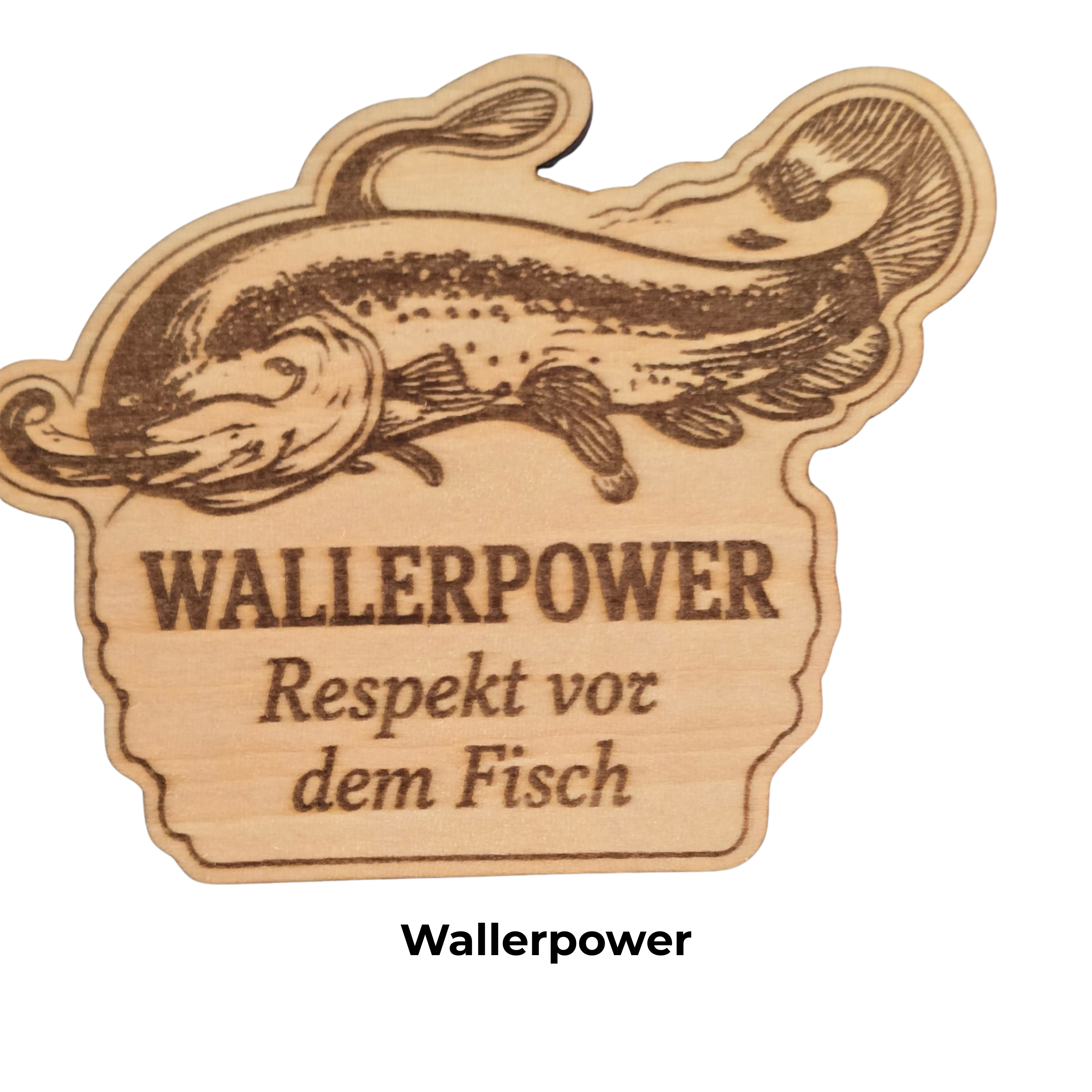 Handgefertigte Kühlschrankmagnete aus Birkenholz mit neun Angelmotiven