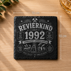 Revierkind Schieferuntersetzer personalisiert mit Jahreszahl
