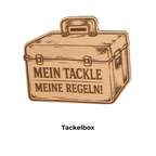 Handgefertigte Kühlschrankmagnete aus Birkenholz mit neun Angelmotiven
