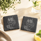 Personalisierte Schieferuntersetzer mit Cocktail Gravur – Untersetzer mit Wunschname – 2er 3er 4er Set - Gravurliebe