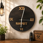 Ruhrpott Wanduhr aus Holz schwarz – Geschenk für Papa & Männer mit Charakter - Gravurliebe