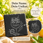 Personalisierte Schieferuntersetzer mit Cocktail Gravur – Untersetzer mit Wunschname – 2er 3er 4er Set - Gravurliebe