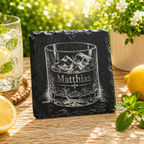 Personalisierter Schiefer Untersetzer Whisky – mit deinem Namen graviert - Gravurliebe