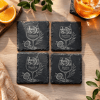 Personalisierte Schieferuntersetzer mit Cocktail Gravur – Untersetzer mit Wunschname – 2er 3er 4er Set - Gravurliebe