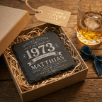Personalisierte Schieferuntersetzer mit Name & Jahrgang – Vintage Geschenk für Männer als 2er, 3er oder 4er Set - Gravurliebe