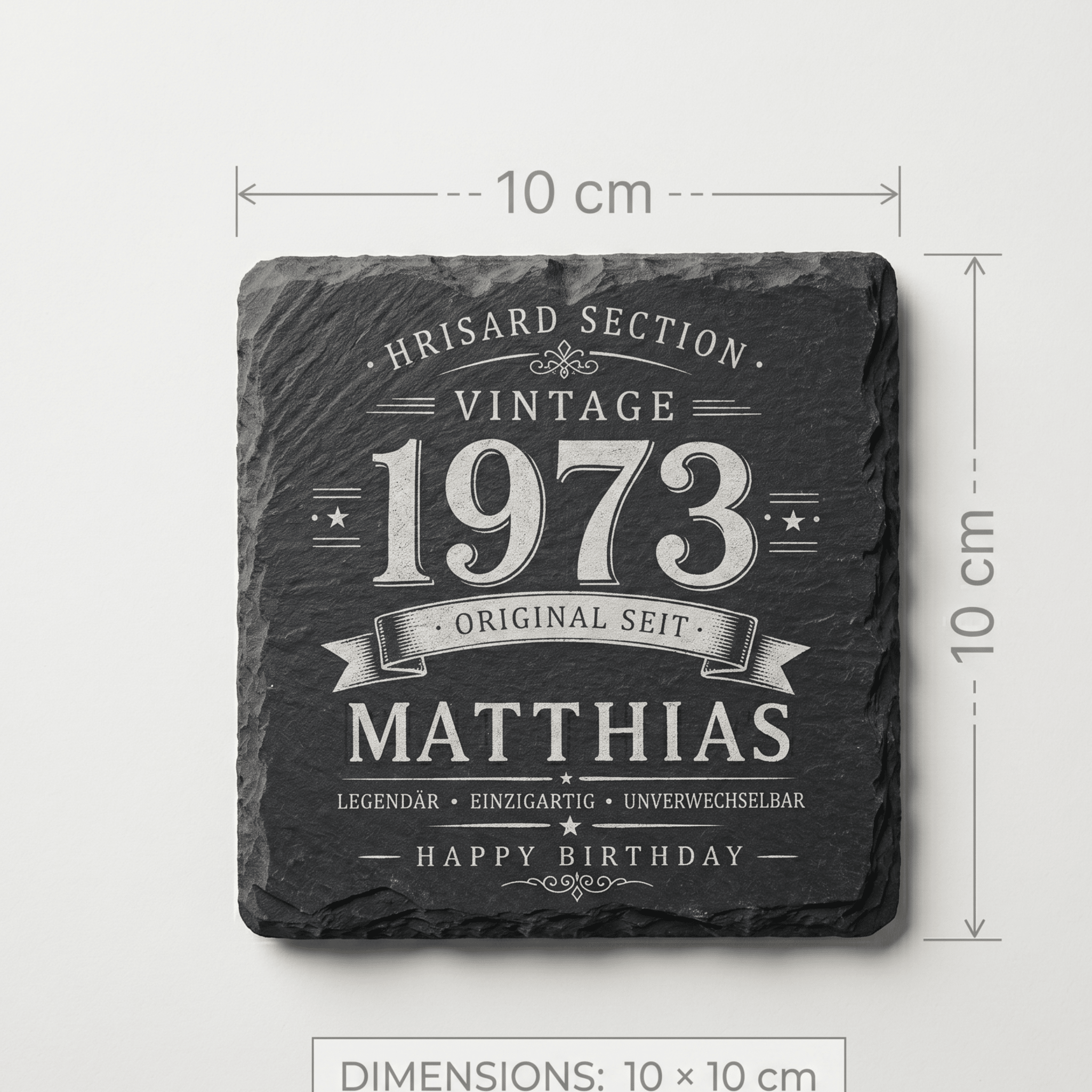 Personalisierte Schieferuntersetzer mit Name & Jahrgang – Vintage Geschenk für Männer als 2er, 3er oder 4er Set - Gravurliebe