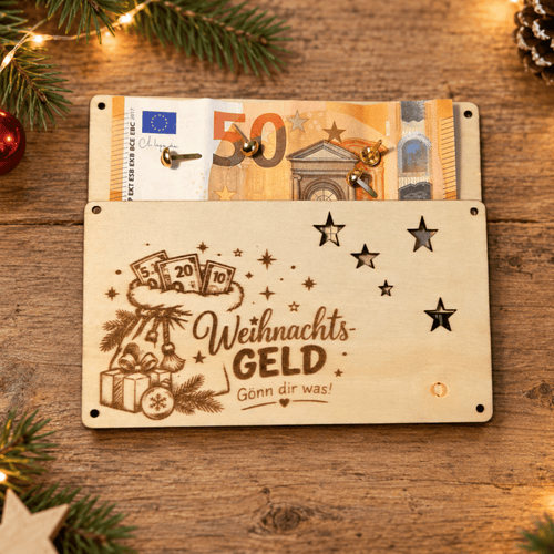 Geldgeschenk zu Weihnachten aus Holz – 5 Motive - Gravurliebe