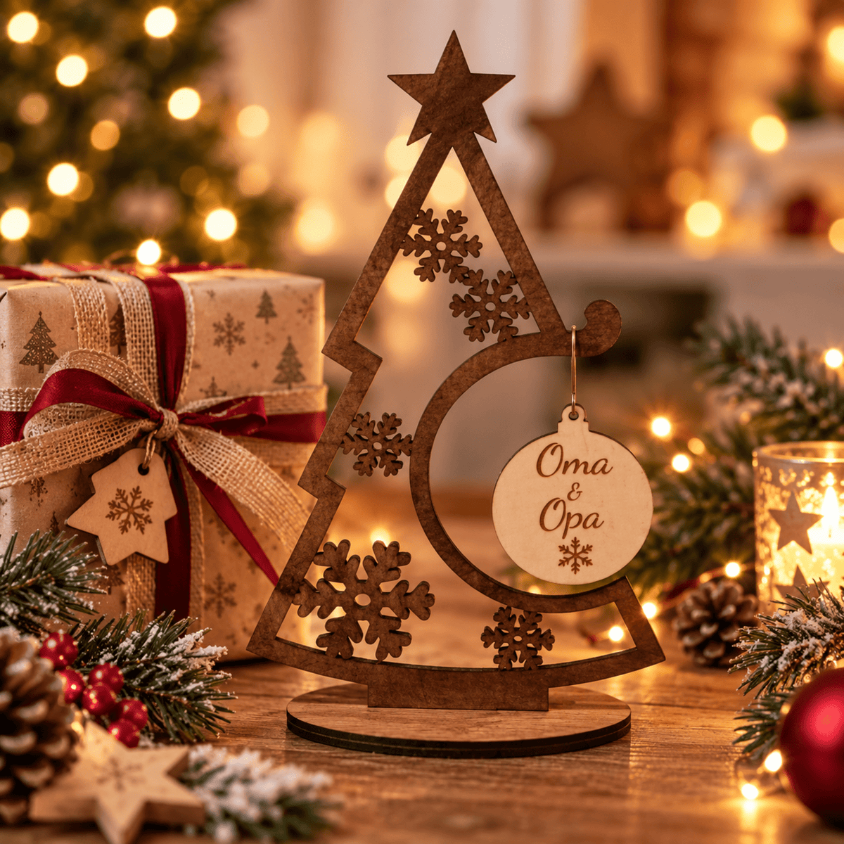 Personalisierter Weihnachtsbaum aus Holz mit Wunschgravur - Gravurliebe