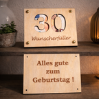 Geldgeschenk aus Holz personalisiert mit Jahreszahl – Wunscherfüller Geschenk für Geburtstag & Jubiläum