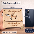 Geldgeschenk Urlaub aus Holz – personalisierte Urlaubsgeld Karte mit Gravur | Reise Gutschein Geschenk