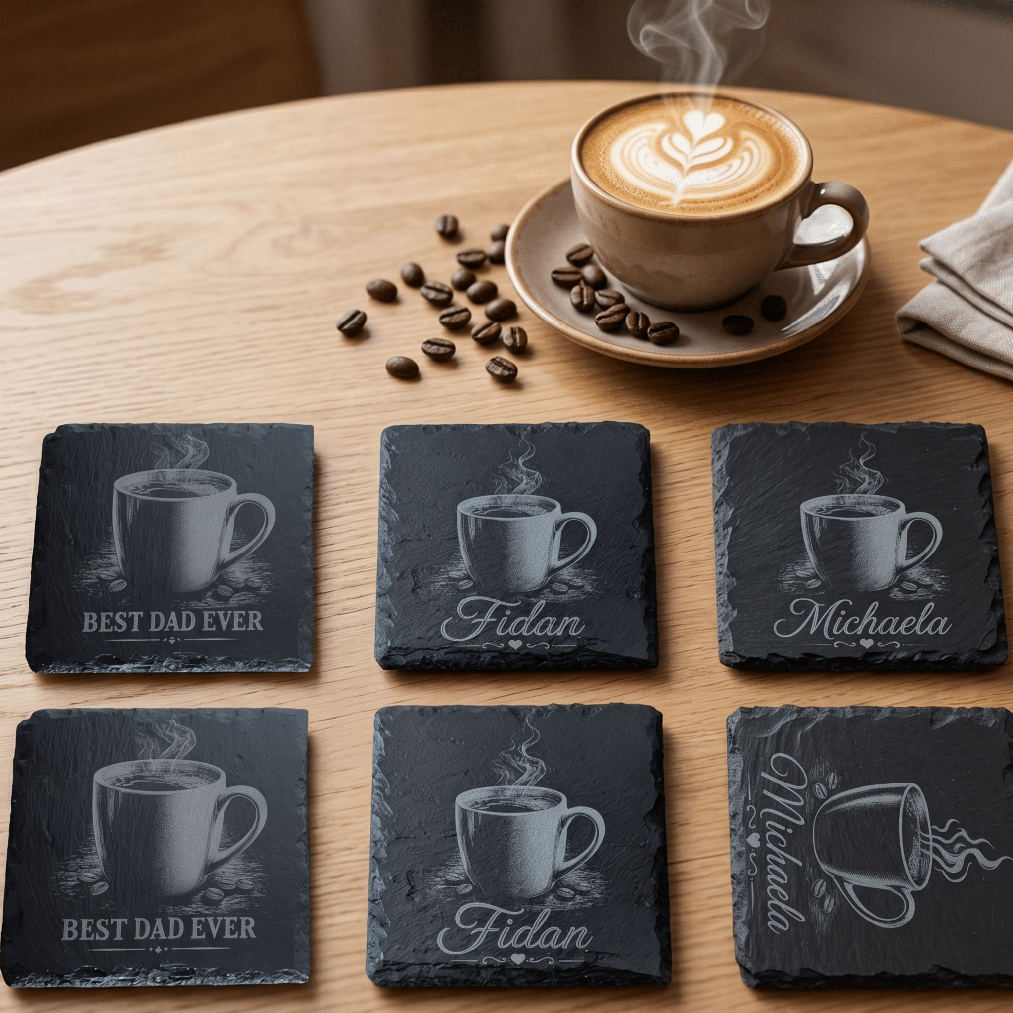 Schiefer Untersetzer personalisiert – Best Mom & Dad oder mit Name - Gravurliebe