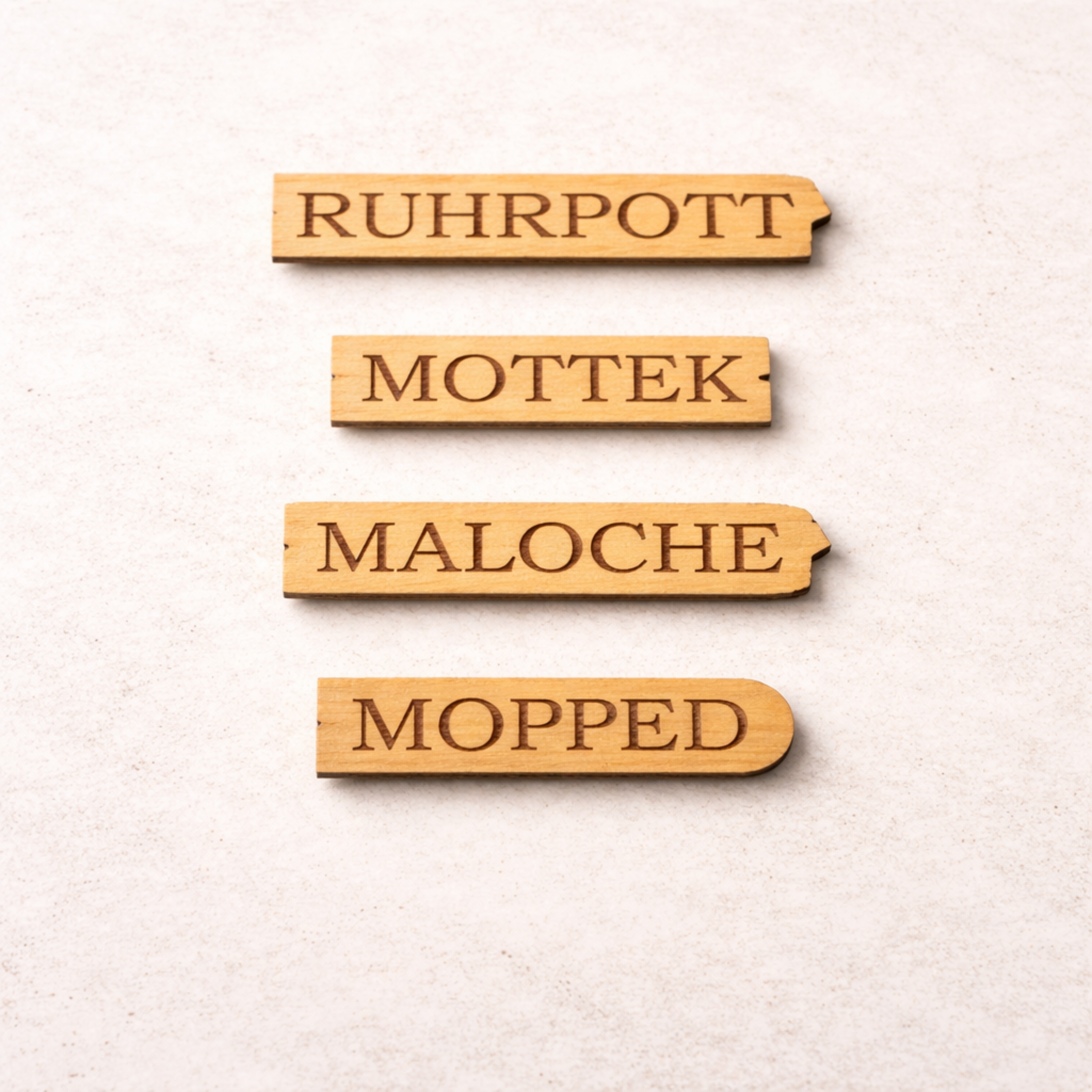 Ruhrpott Kühlschrankmagnet aus Holz – Dialekt Wörter für echte Kumpel