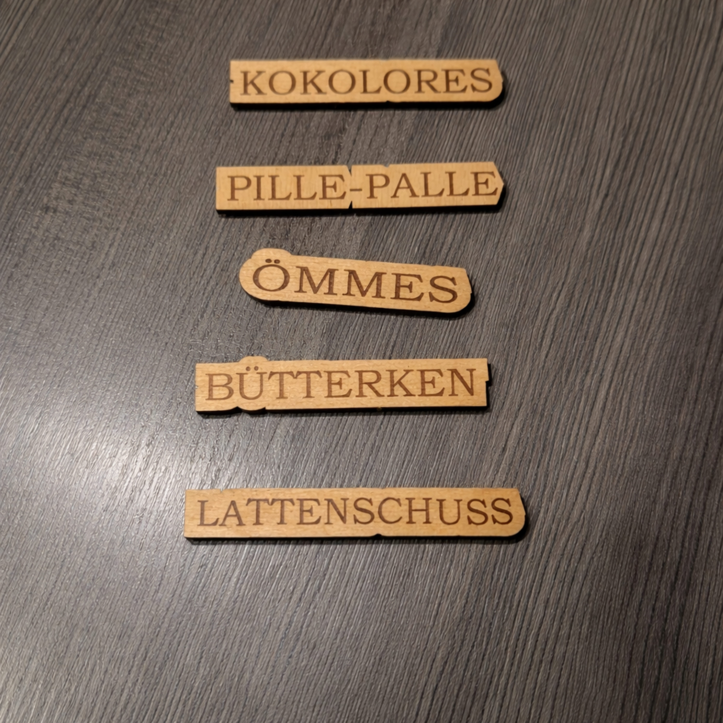 Ruhrpott Kühlschrankmagnet aus Holz – Dialekt Wörter für echte Kumpel