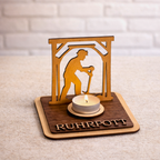 Personalisierte Bergmann Teelichthalter aus Holz – Ruhrgebiet Geschenk für Kumpel - Gravurliebe