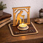 Personalisierte Bergmann Teelichthalter aus Holz – Ruhrgebiet Geschenk für Kumpel - Gravurliebe