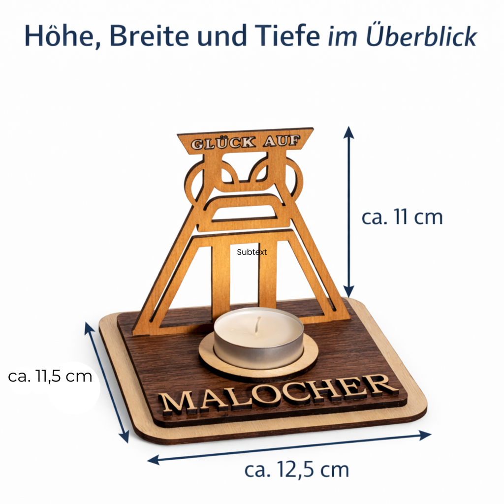 Teelichthalter Förderturm aus Holz – Ruhrpott Deko mit Name – Geschenk für Malocher & Bergbau-Fans
