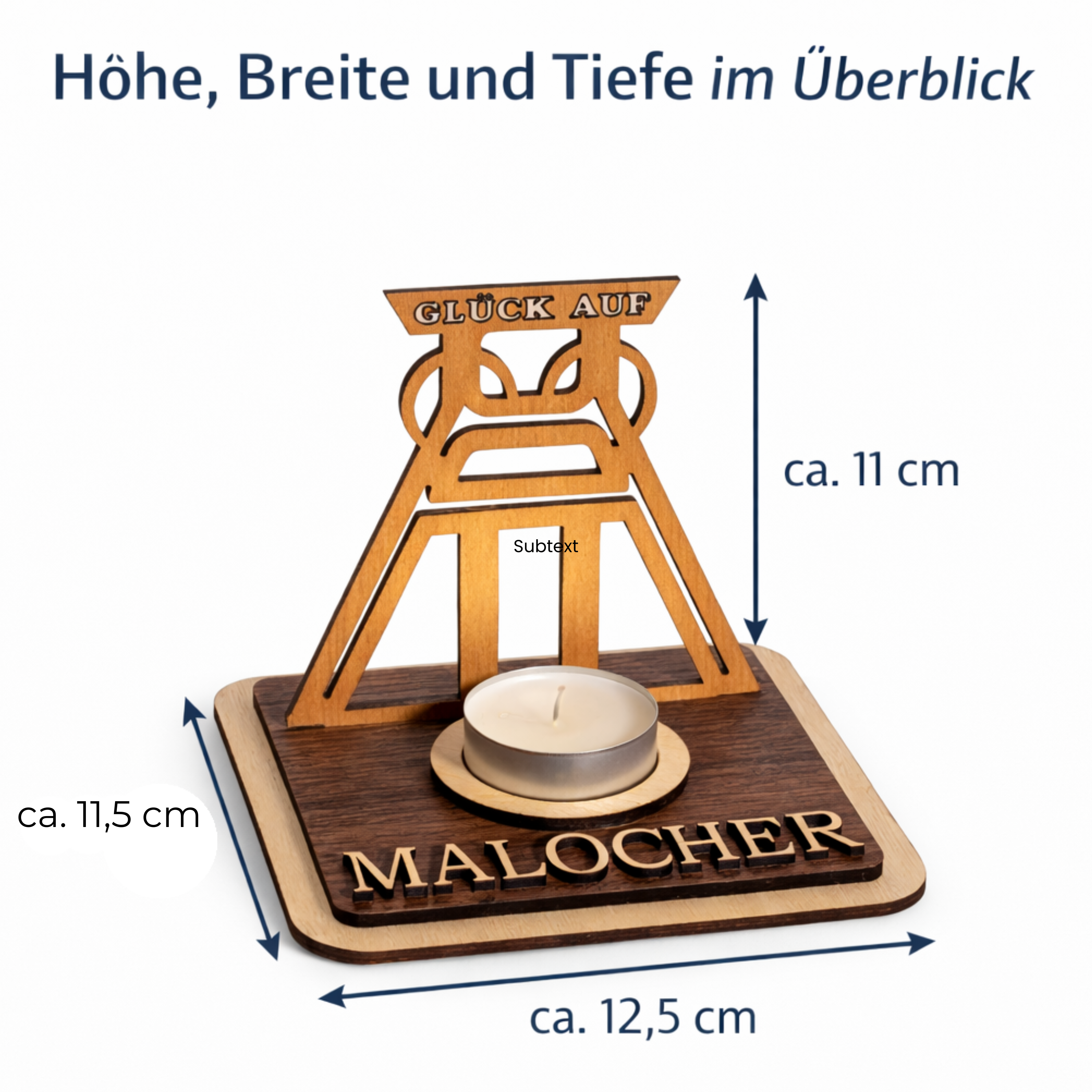 Teelichthalter Förderturm aus Holz – Ruhrpott Deko mit Name – Geschenk für Malocher & Bergbau-Fans