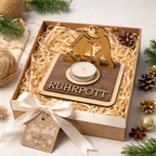 Teelichthalter Bergmann aus Holz personalisiert – Ruhrpott Geschenk für Kumpel & Malocher – Bergbau Deko mit Wunschname