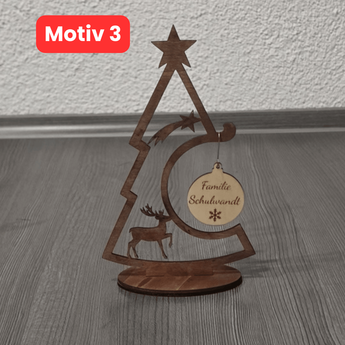 Personalisierter Weihnachtsbaum aus Holz mit Wunschgravur - Gravurliebe